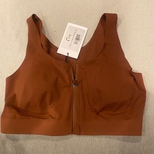 NWT cocoa zipper bra